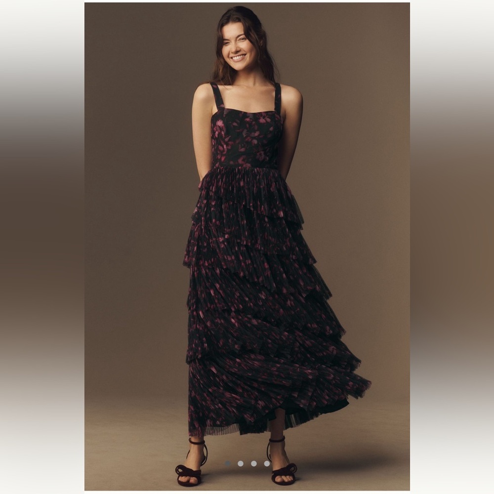 Hutch Renni Gown Sleeveless Tulle Tiered Maxi Dress 4 NWT